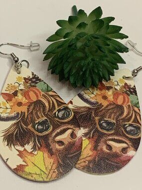 Cow Earrings, Boho Earring, Highland Bull Earring, Bull Earring, Heiffer Earring